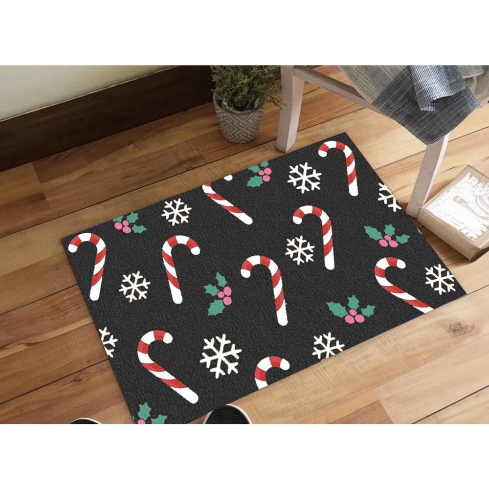 Candy Cane Snowflake Pattern Christmas Doormat, Christmas